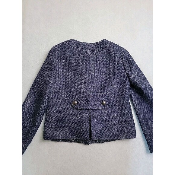 J Crew Blazer Womans 4 Purple Wool Blend Chunky 4 Button Office Broadway Crop - Picture 9 of 15